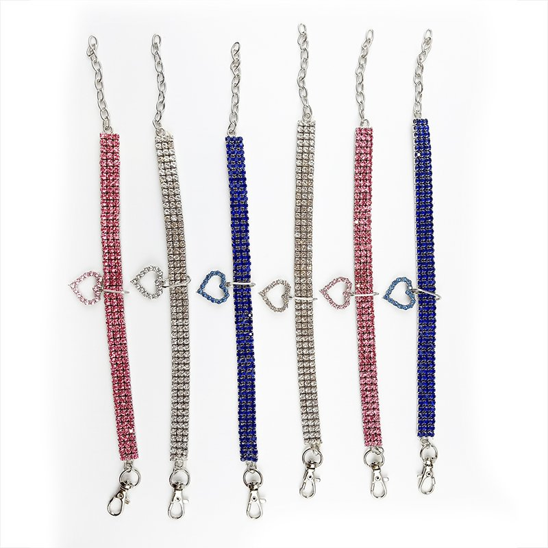 New Heart-Shaped Pet Necklace Dog Chain Cat Crystal Love Collar Pet Necklace Jewelry