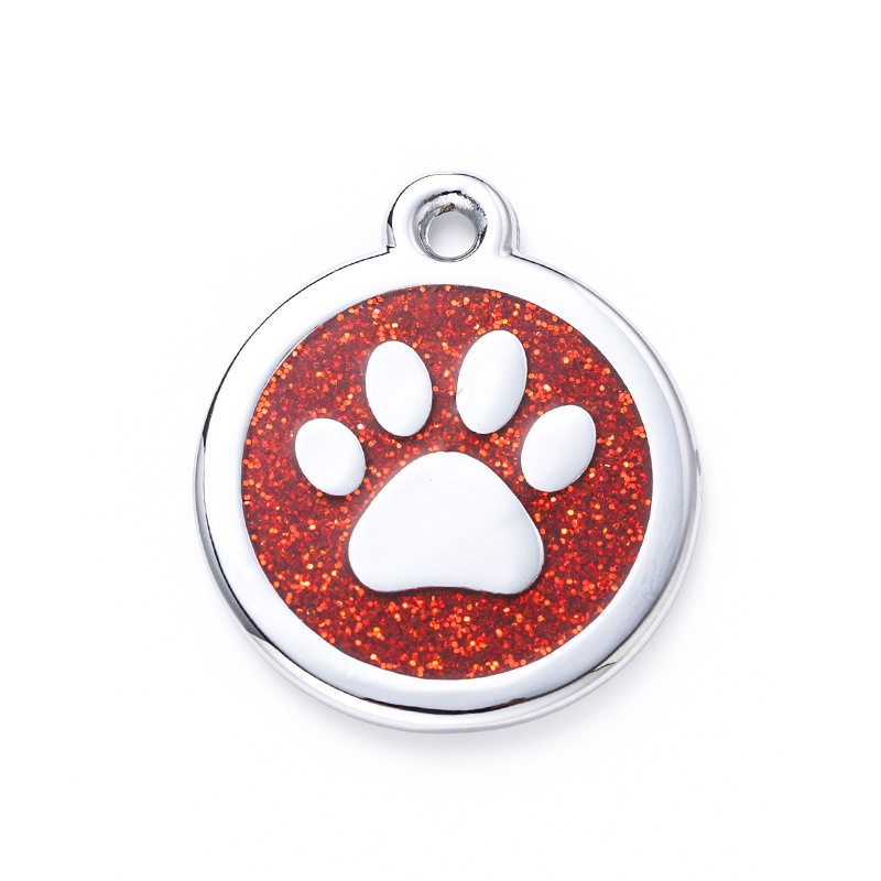 Wholesale Silver Plating Enamel Circle Pendant, Dog Paw Charms Black Enamel Circle Pendant