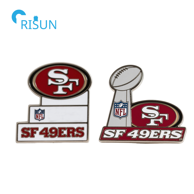 Rugby Football NFL Sf San Francisco 49ers Cap Hat Tie Tack Pin Earring Necklace Cufflink Tie Clip Bar Refrigerator Magnet Keychain Keying Badge Enamel Lapel Pin