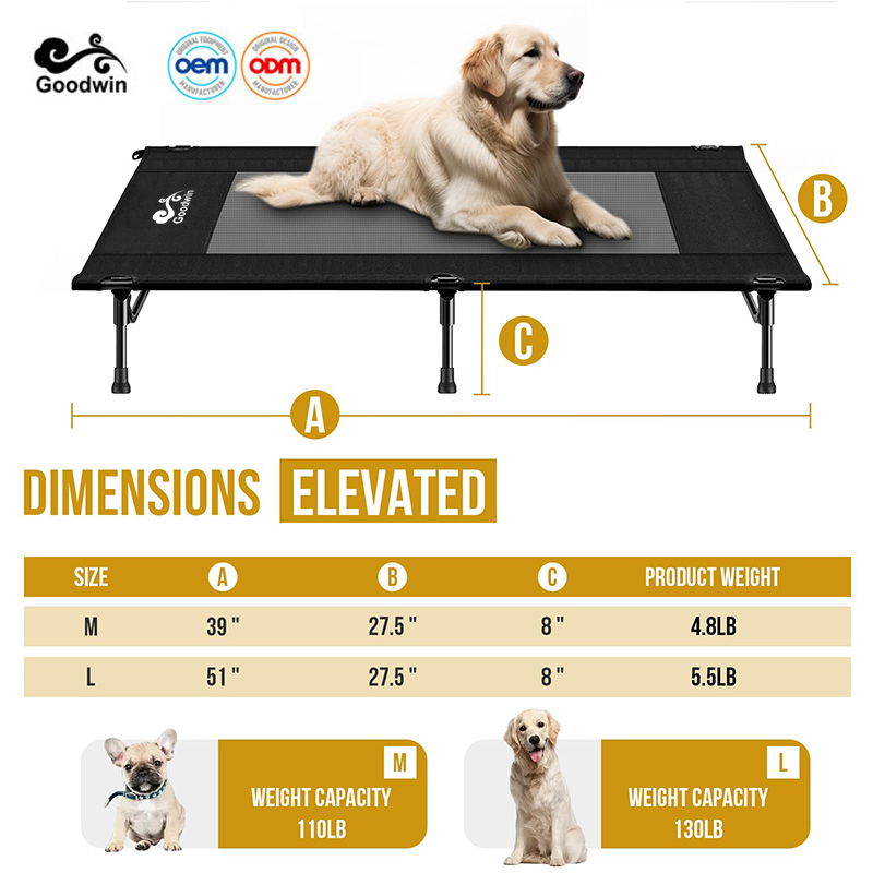 Outdoor Elevated Dog Bed, Cooling Raised Dog Cot Bed for Large Dogs, Pet Bed Waterproof with Stable Frame
