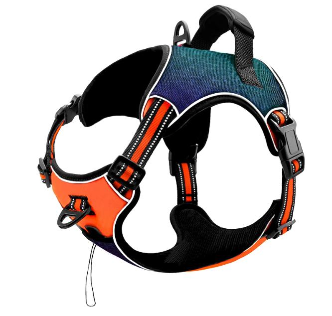 No Pull Dog Harness, Dogs Vest, Python Texture Reflective Adjustable Pet Harness with 2 D-Ring Leash Hooks, Easy Control Handle, 3 Durable Buckle