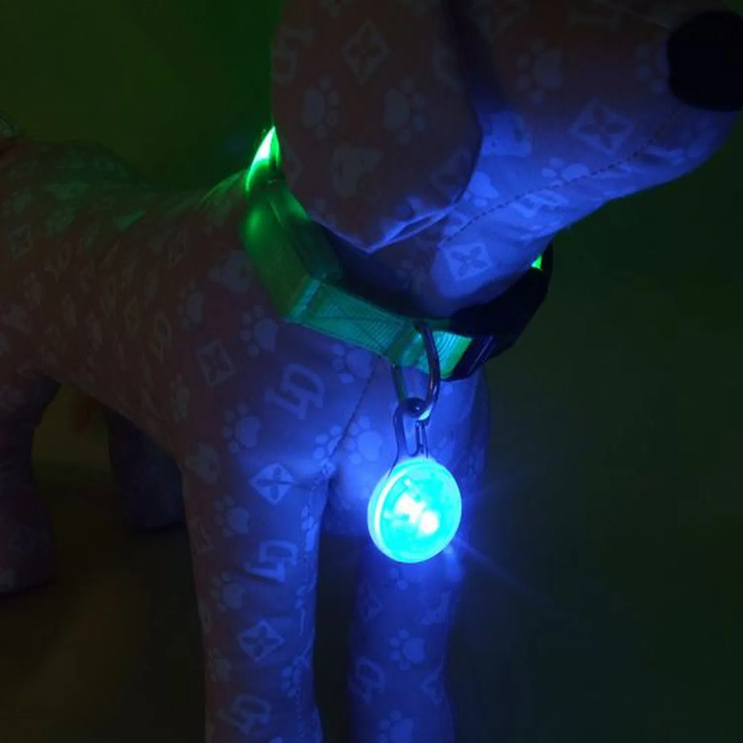 LED Light up Round Pet Dog Pendant Luminous Pendant Flash Dog Jewelry