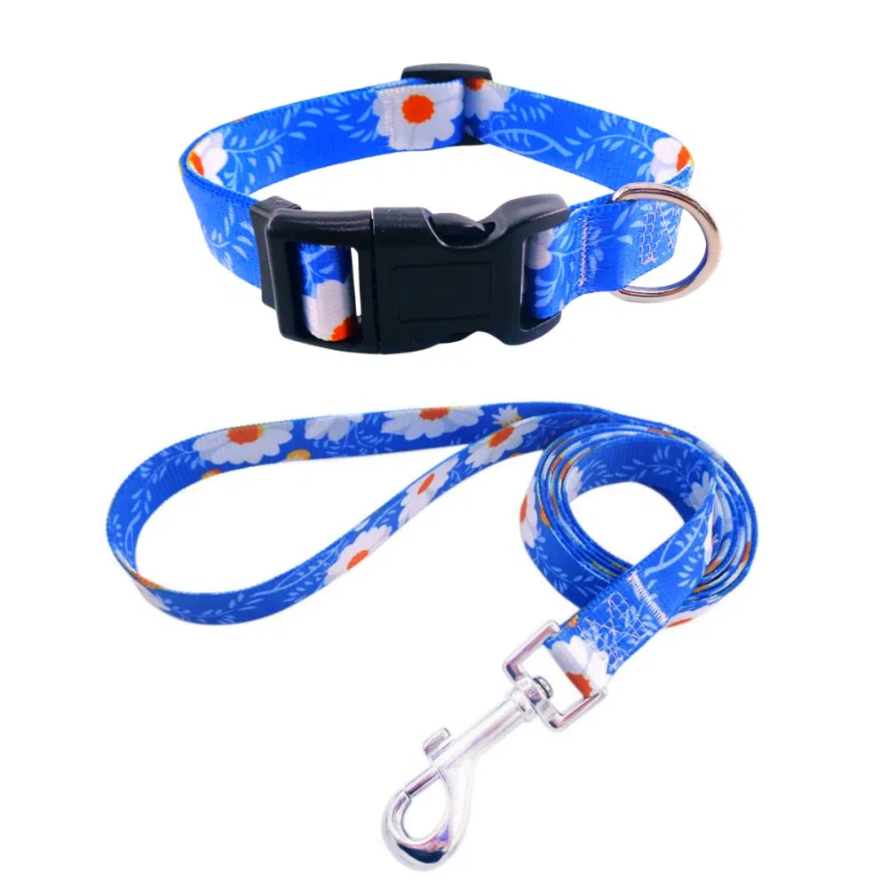 Flower Printing Pet Collars with Custom Pattern and Colours for Small Medium Large Animal Leas Kit Puppy Dog Collar
