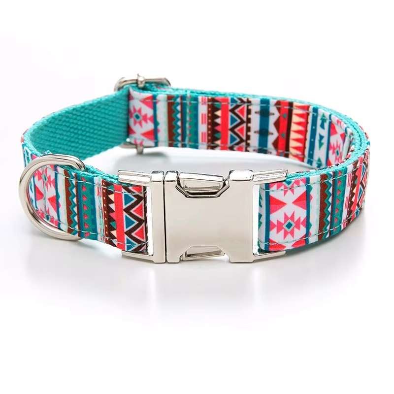Customized Dog Collar Leash Set Fashion Print Dog Cooling Collar Luxury Training Collar Adjustable Dog Cotton Dog Collar