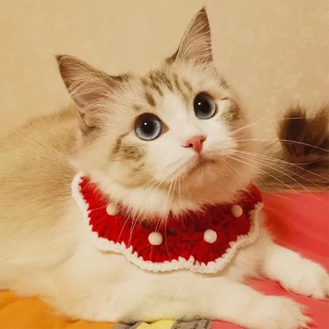 Lovely Design Christmas Style Cute Cat Wool Collar Warm Comfortable Pet Decoration