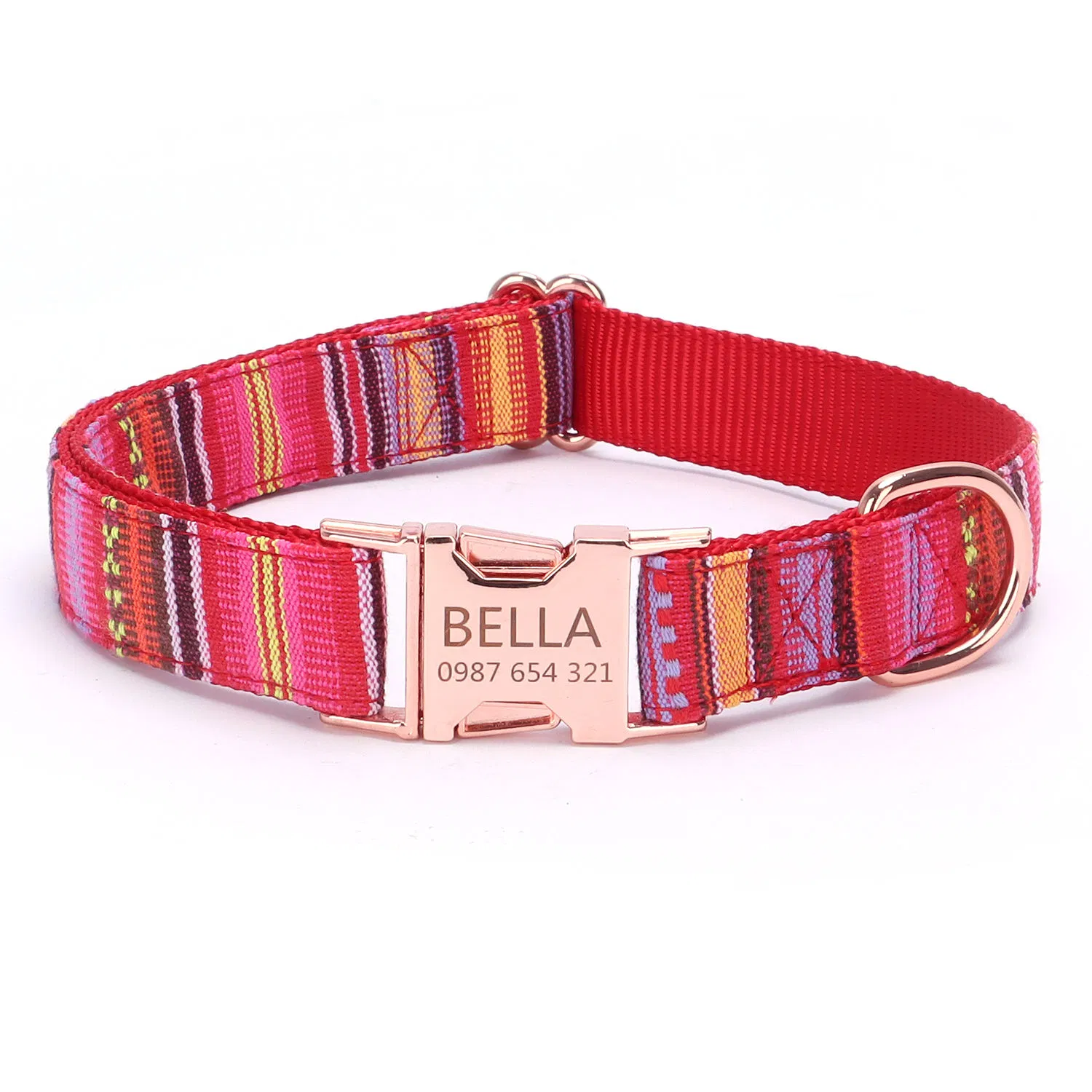 Polyester Pet ID Collar with Bohemian Ribbons &amp; Custom Metal Buckle