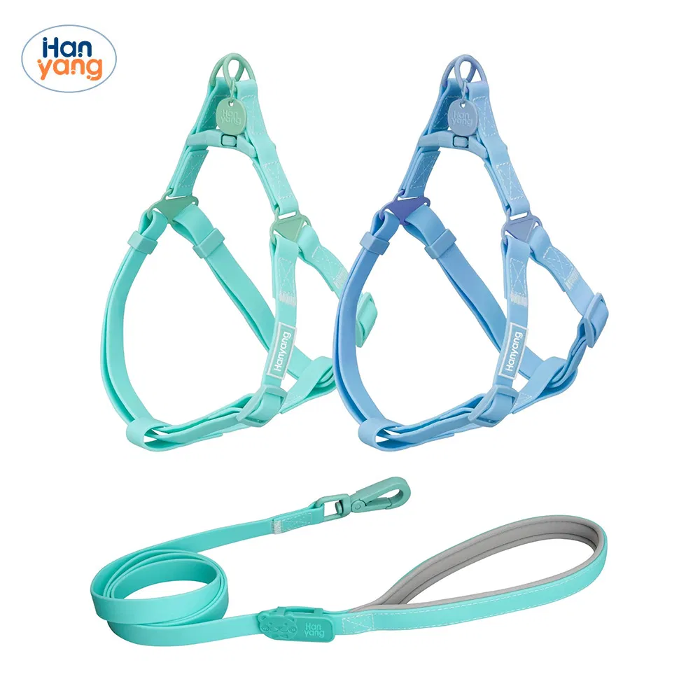 Hanyang Luxury Custom Pet Harnesses Collar Leash Adjustable No Pull Step in Dog Strap Harness Biothean Waterproof PVC Dog Harness