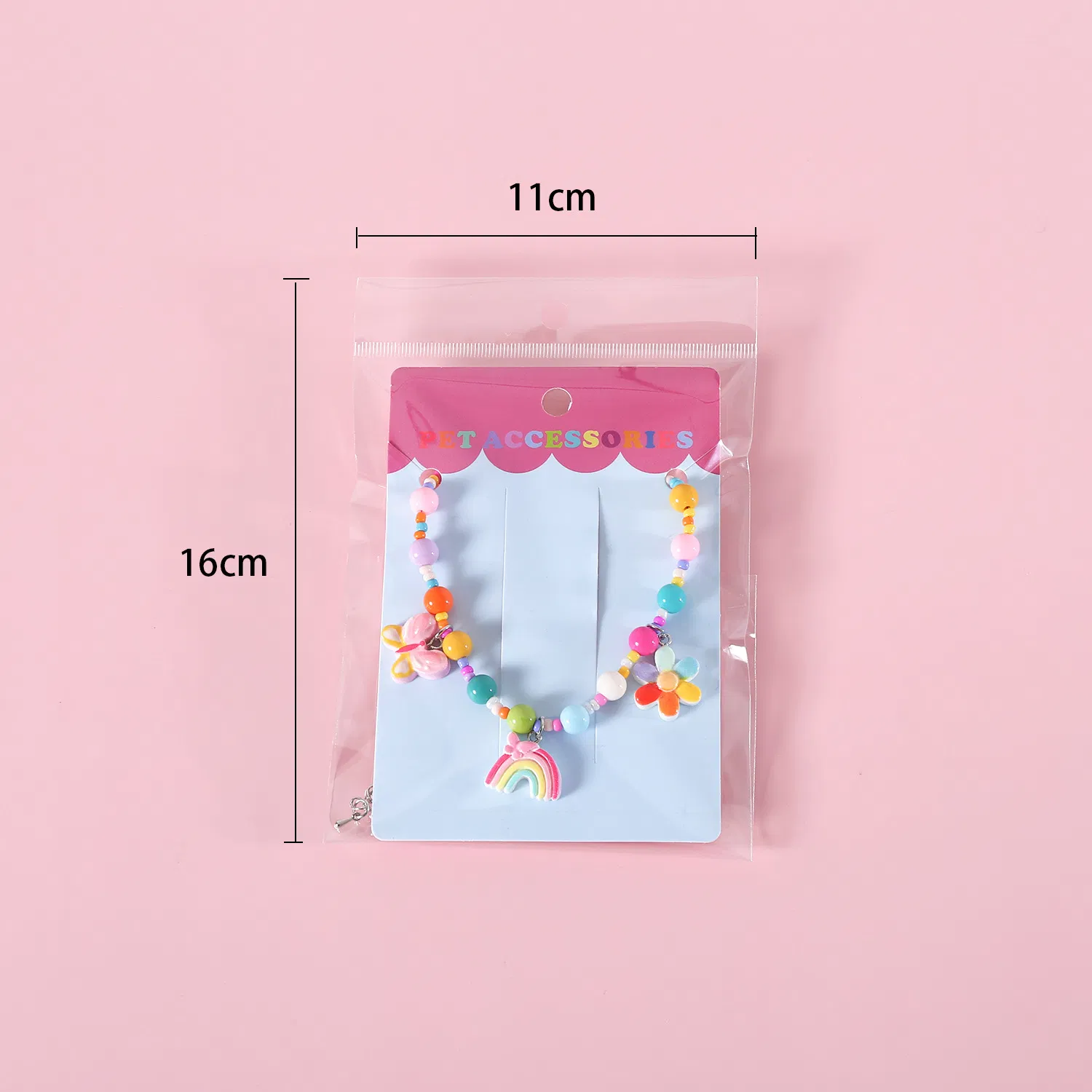 Colorful Bead Pet Collar with Charms - Adjustable Cat &amp; Small Dog Necklace