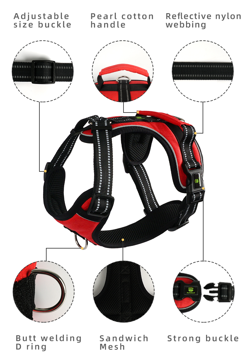 High Quality Red Mesh Pet Harness Soft Mesh with Pull Comfortable Padded Dog Harness Vest Pet Walking Vest Puppy Harness