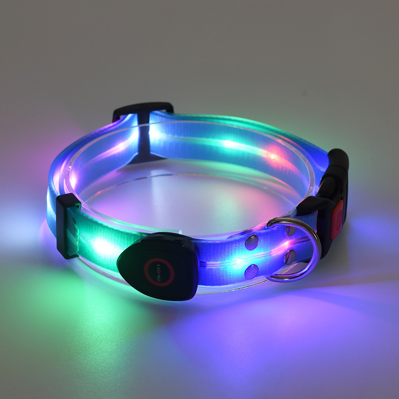 Wholesale Custom Nylon Glow-in-The-Dark USB Charging Dog Collar with LED Leash