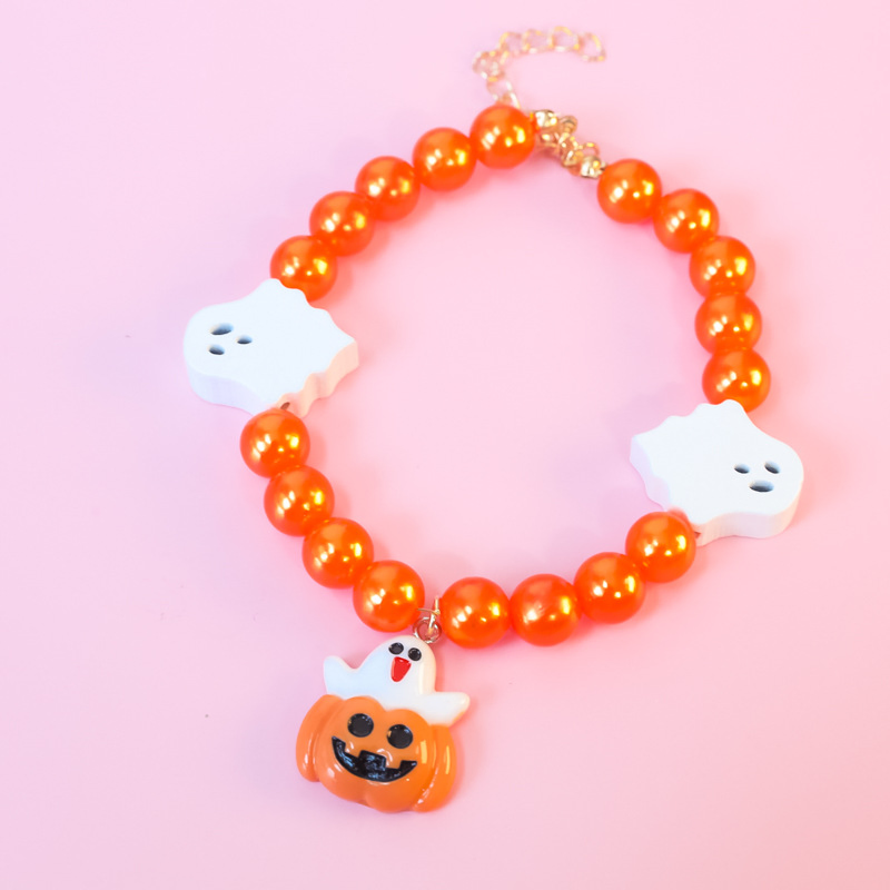 Halloween Pet Collar Cat Dog Pearl Necklace Accessories Pumpkin Hat Spider