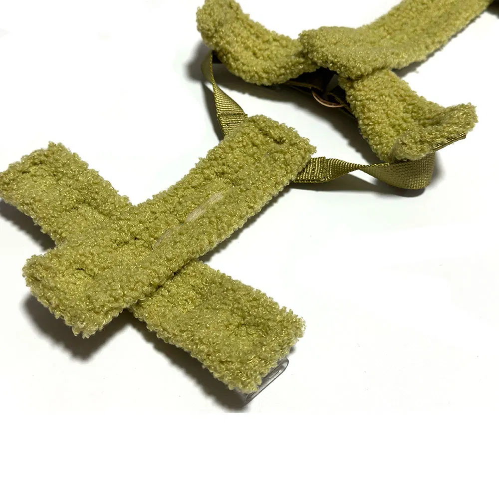 Custom Luxury New Fashionable No Pull Easy Walk Adjustable Lightweight Comfort Soft Teddy Plush Pet Dog Harness with Name