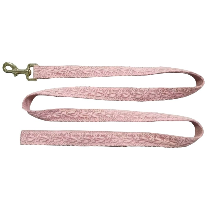 Custom Cotton Dog Collar Leash Set with Embroidery Soft Padded Personalized Flower