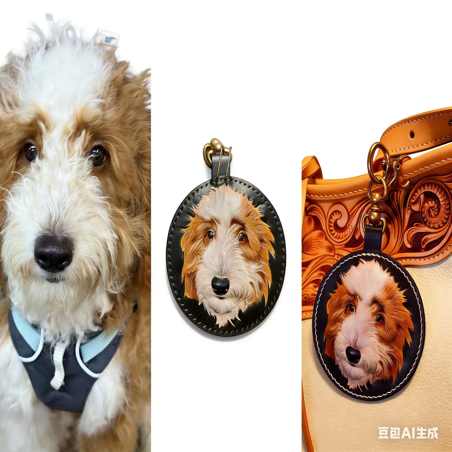 Customize Hand-Carved Leather Pet Portrait Charms