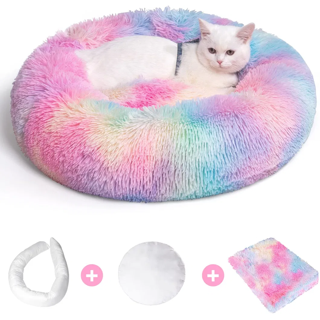 Washable Dog Mat Shaggy Model Round Cat Bed