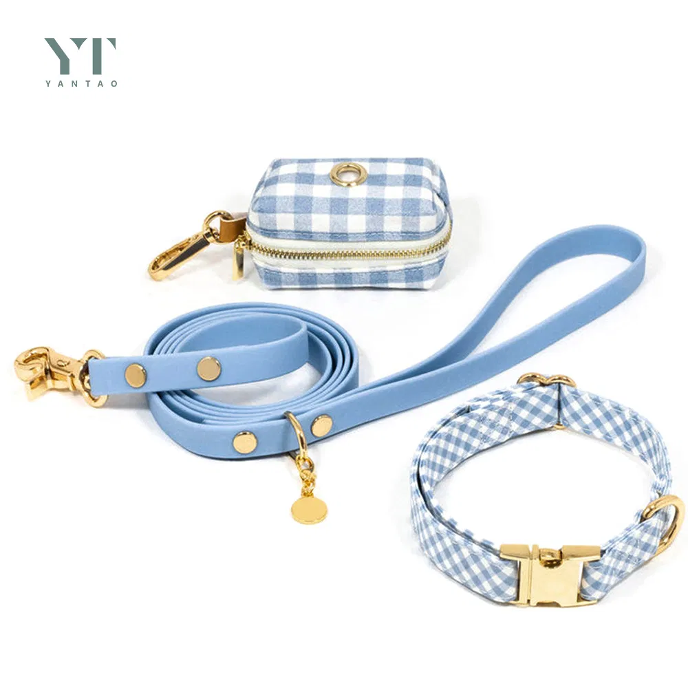 Wholesale Pet Products Soft PVC Waterproof Dog Leash Custom Patterned Pet Collar and Matching Pet Poop Bags Fashion Adjustable Dog Collar with Tags