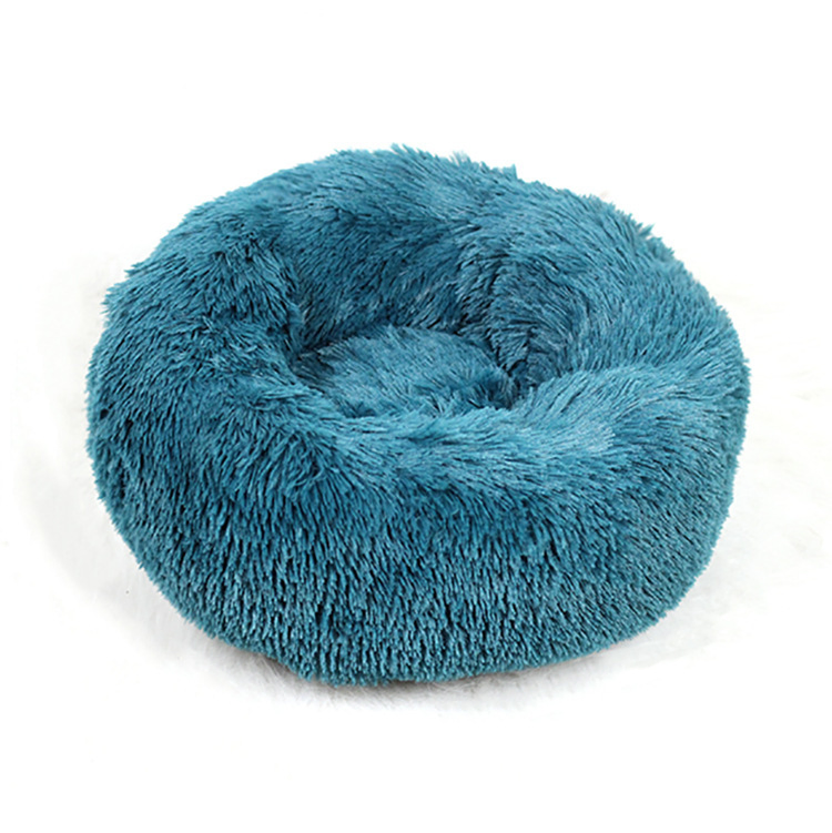 Faux Fur Comfortable Washable Soft Donut Pet Dog Cat Bed for Large Dog Warm Round Customized Calming Fluffy Plush Pet Dog Bed