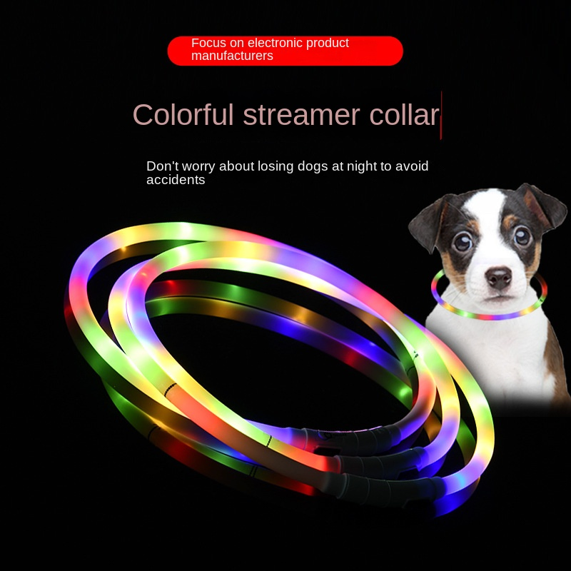 2025 Hot Sell USB Rechargeable LED Luminous Dog Collar Glow-in-The-Dark Dog Collar