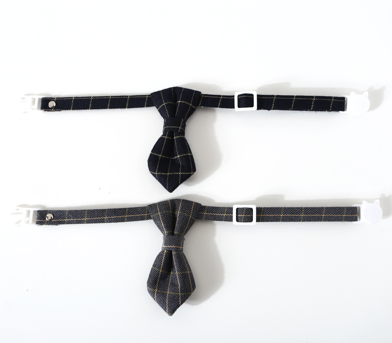 British Style Pet Bow Tie Collar - Adjustable Plaid Necktie for Cats and Dogs