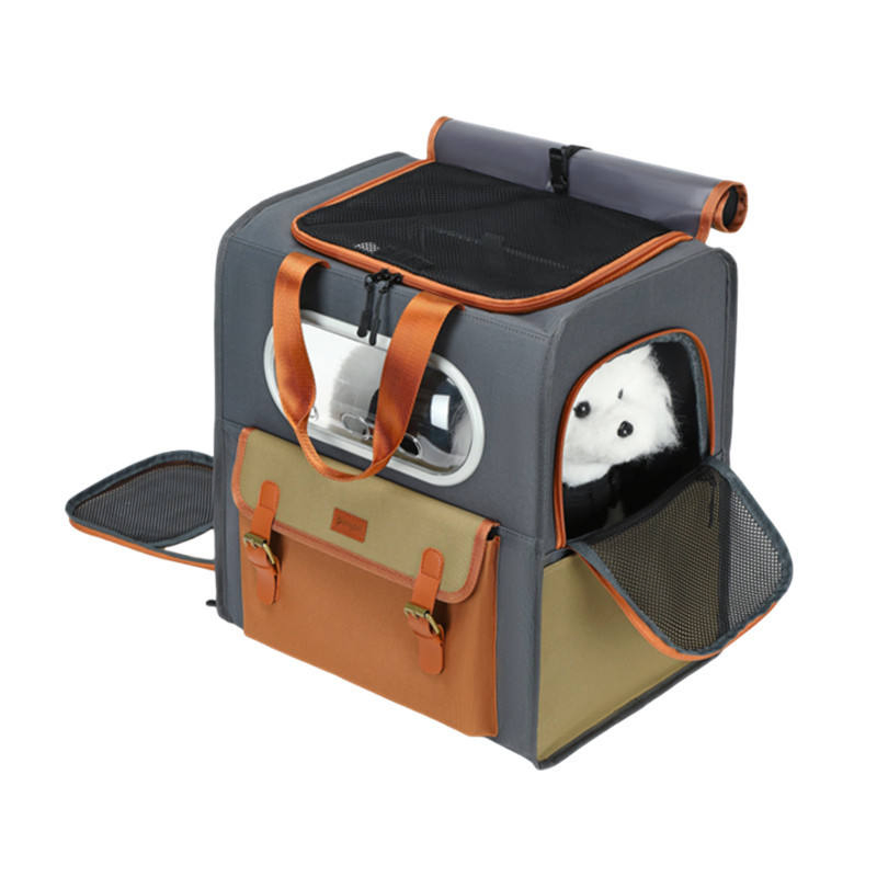 High Quality Breathable Oxford Pet Carrier Backpack Trolley Bag with Button Closure Large Capacity for Dogs