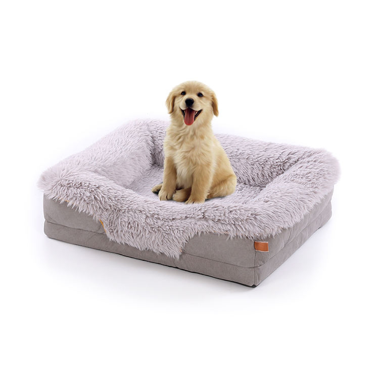 Luxury Fluffy Cushion Plush Soft Donut Dog Bed Accessories Washable Calming Sofa Camas Para Perros Large Custom Cat Dog Pet Bed