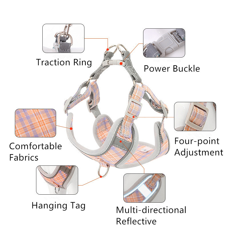 Wholesale Pet Dog Harness Vest and Leash Set-Adjustable Training Reflective Dog Harness