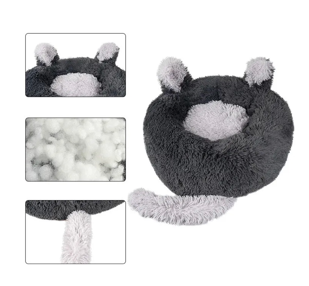 Hot Sale Cute Rabbit Ears Pet Nest Soft Plush Donut Dog Cat Bed Pet Sofa Bed
