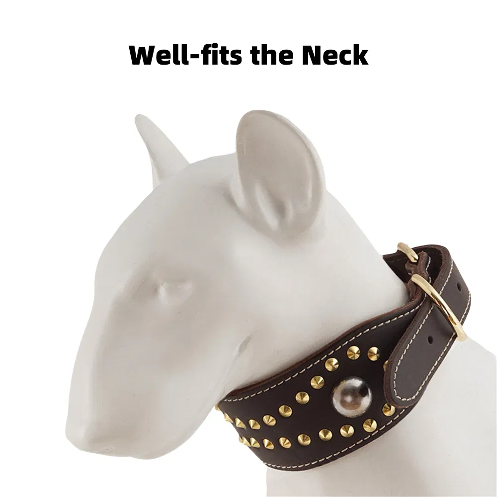 OEM ODM Pet Product Manufacturer Custom Leather Dog Collar in Bulk Personalised Pet Collar Adjustable Classical Real Leather Collar