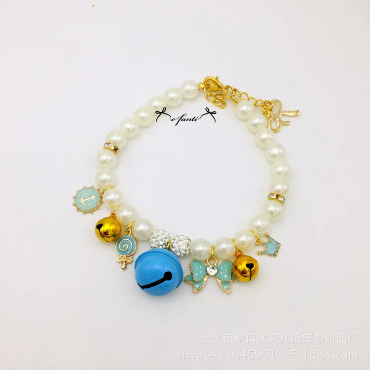 Cute Pet jewelry Necklace Design Rhinestone Dog Pearl Collars