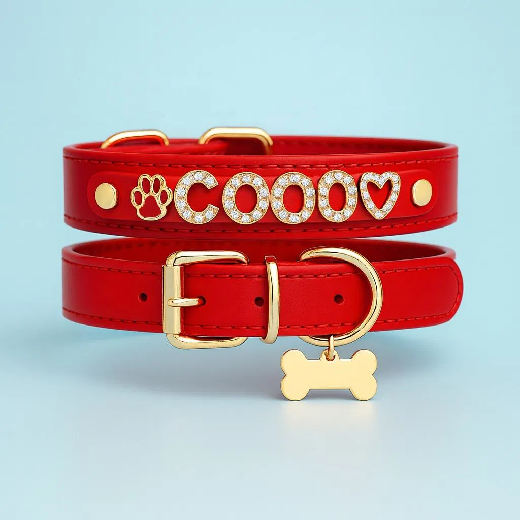 Funny DIY Stainless Steel Designer Sparkle Dog Collar Removable Personalized Wholesale Bling Dog Collar with Slide Letter Charms