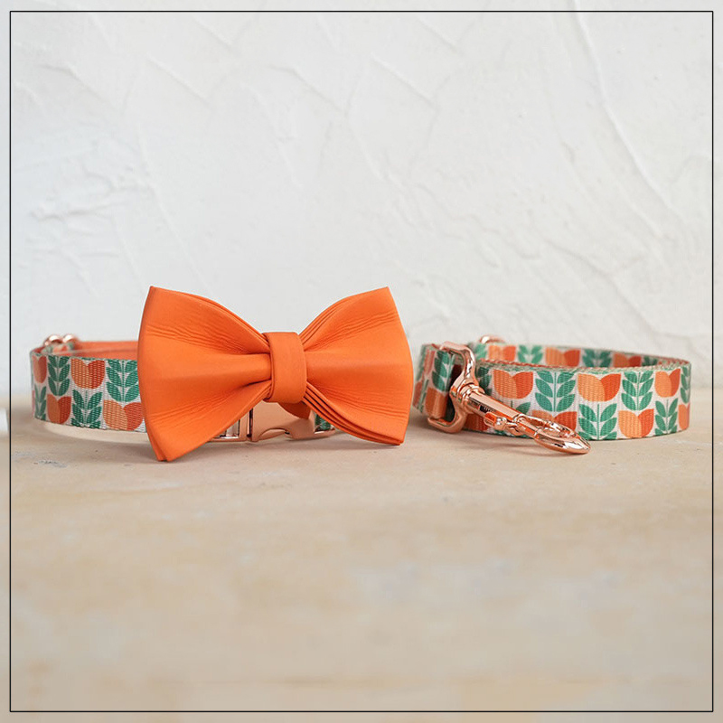 New Design Orange Tulip Adjustable Pet Dog Collar