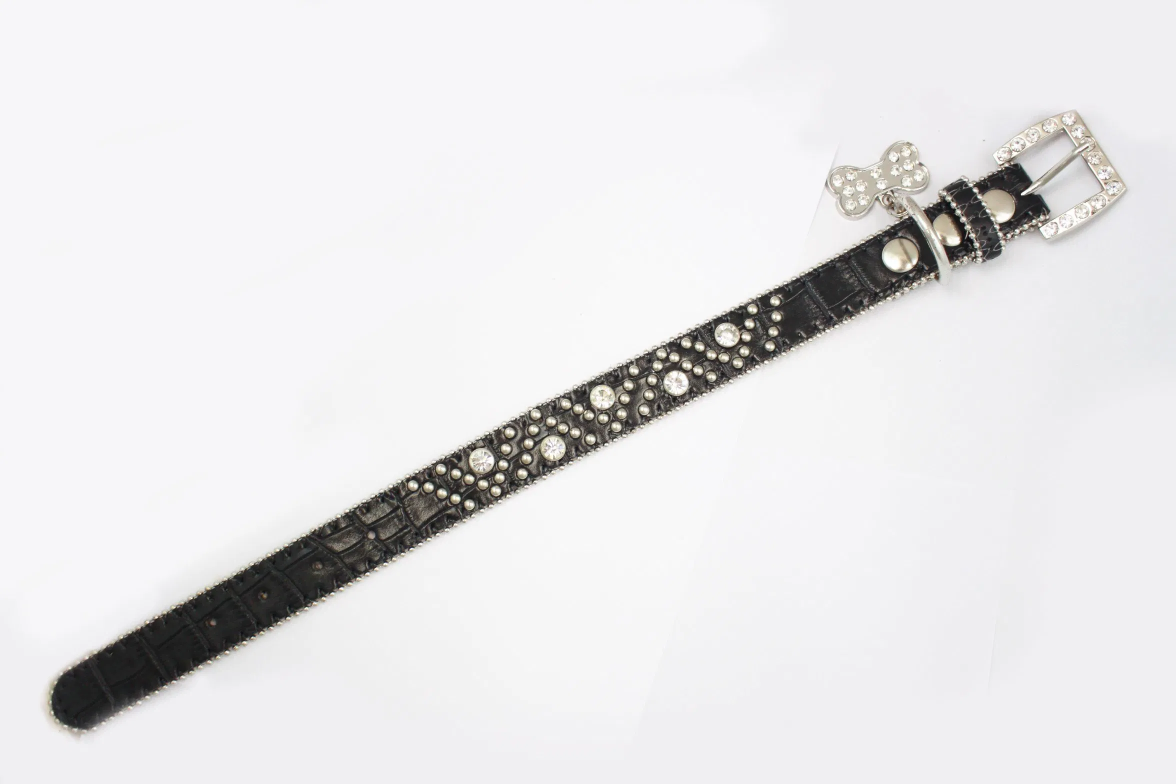 Rhinestone Bling PU Thin Leather Collar for Dog Cat Pet Crystal Diamond Dog Collar Strap