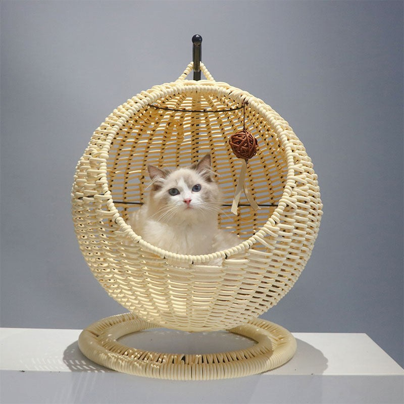 Modern Furniture Raised Hanging Rattan Cat Pet Beds for Dog and Cat