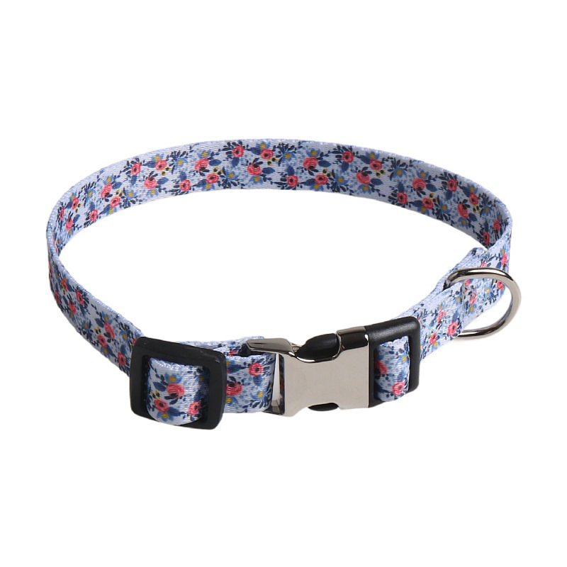New Pet Products Design Semi-Metal Buckle Thick Ribbon Pet Collar Flower Dog Collar