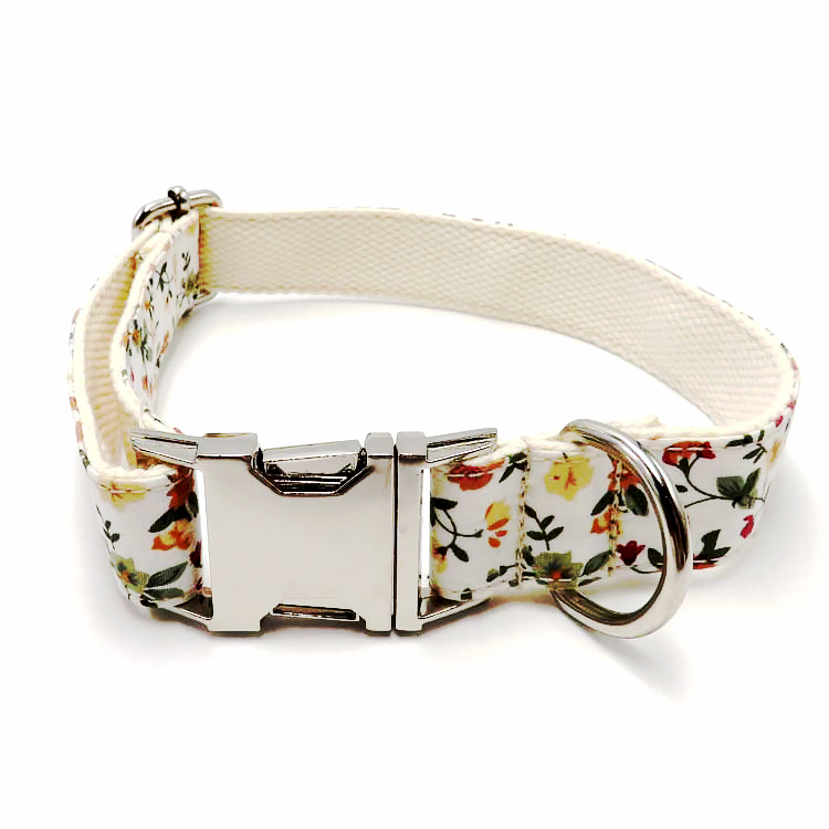 Wholesale Customized All Size Dog Luxury Pattern Dog Bow Tie Durable Fabric Webbing Leash Dog Collar