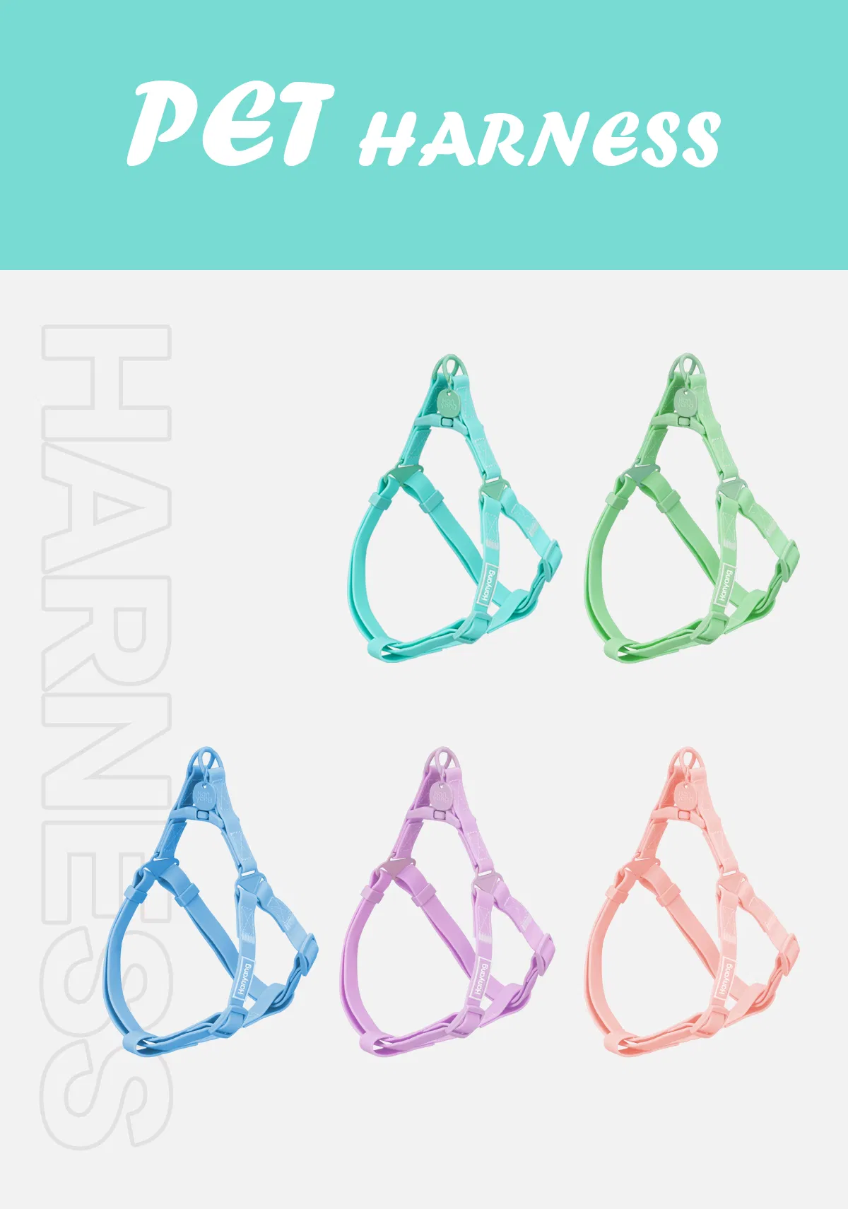 Hanyang Luxury Custom Pet Harnesses Collar Leash Adjustable No Pull Step in Dog Strap Harness Biothean Waterproof PVC Dog Harness