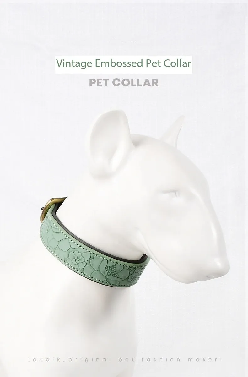 Vintage Style Leather Dog Collar