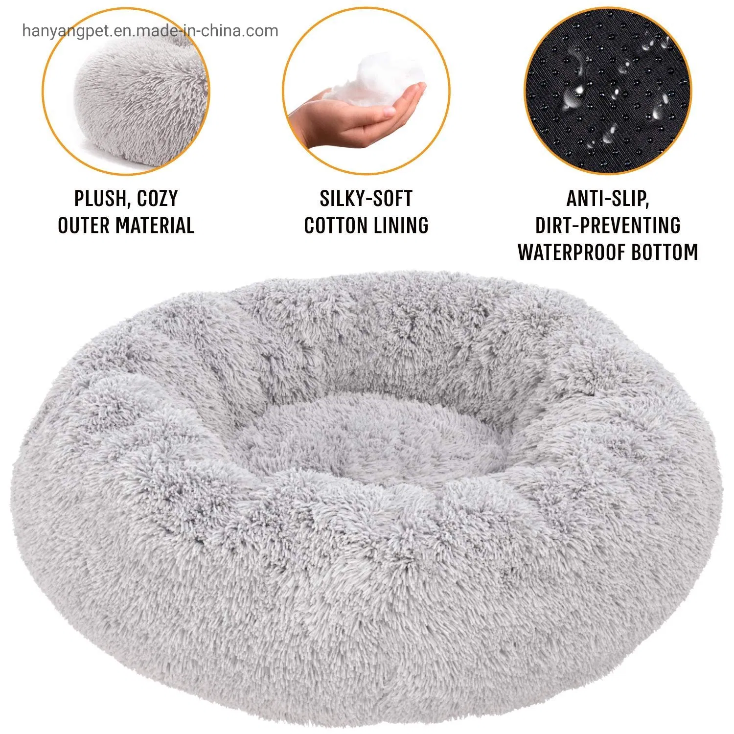 Hanyang Custom Design Washable Plush Calming Marshmallow Cuddler Nest Soft Fuzzy Eco Friendly Pet Cat Dog Bed Luxury Dog Bed
