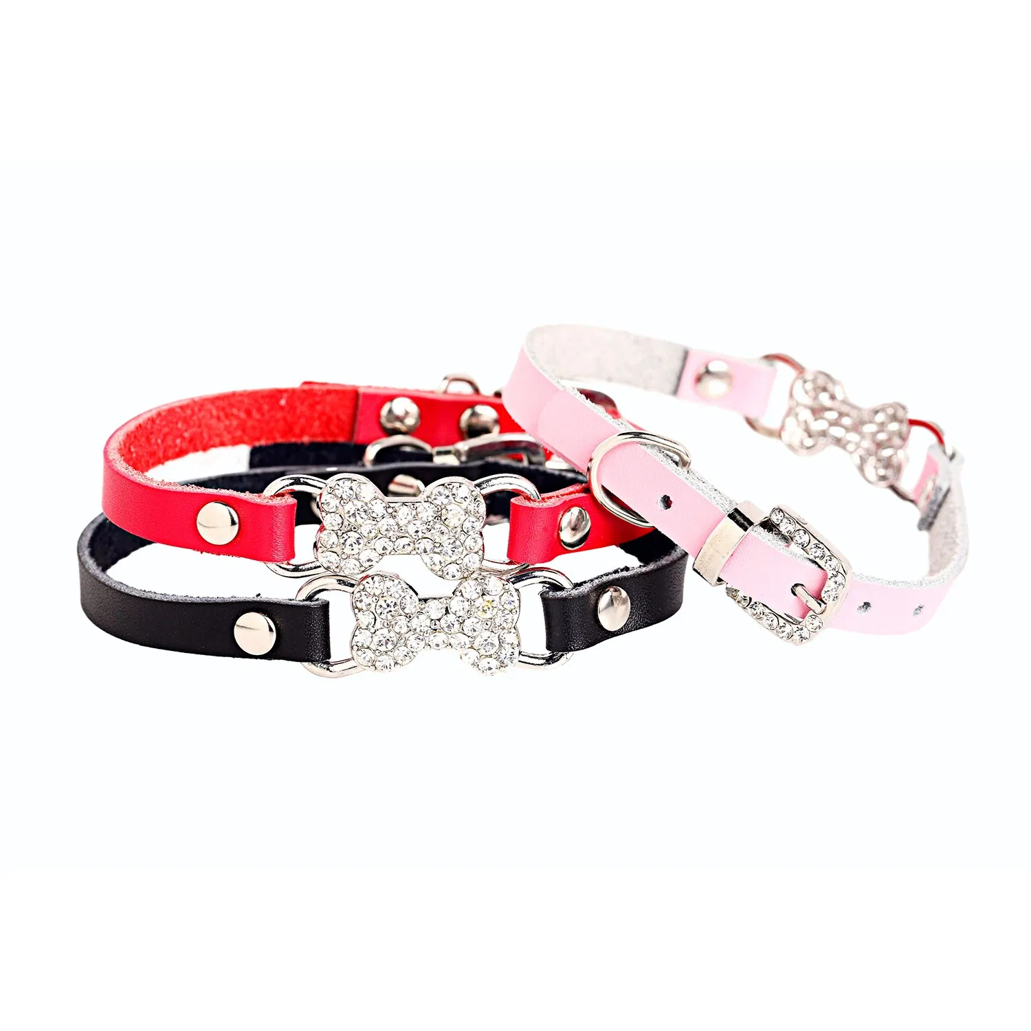 Rhinestone Dog Collar, Bling Rhinestone PU Leather Crystal Diamond Pet Dog Collar