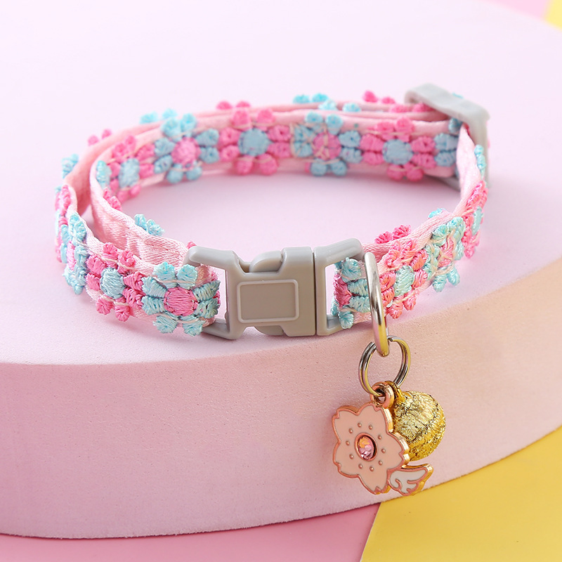 Colorful Adjustable Buckle Rainbow Flower Lace Kitten Collar Dog Accessories