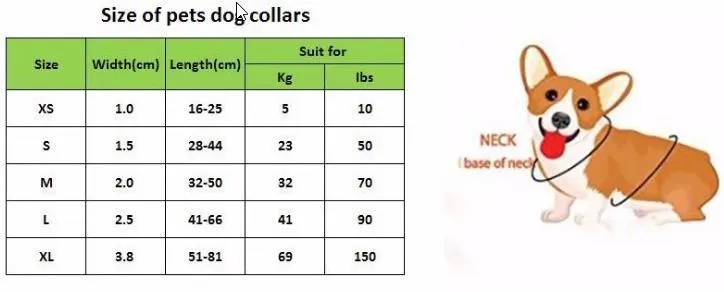 Dog Collar Size Chart