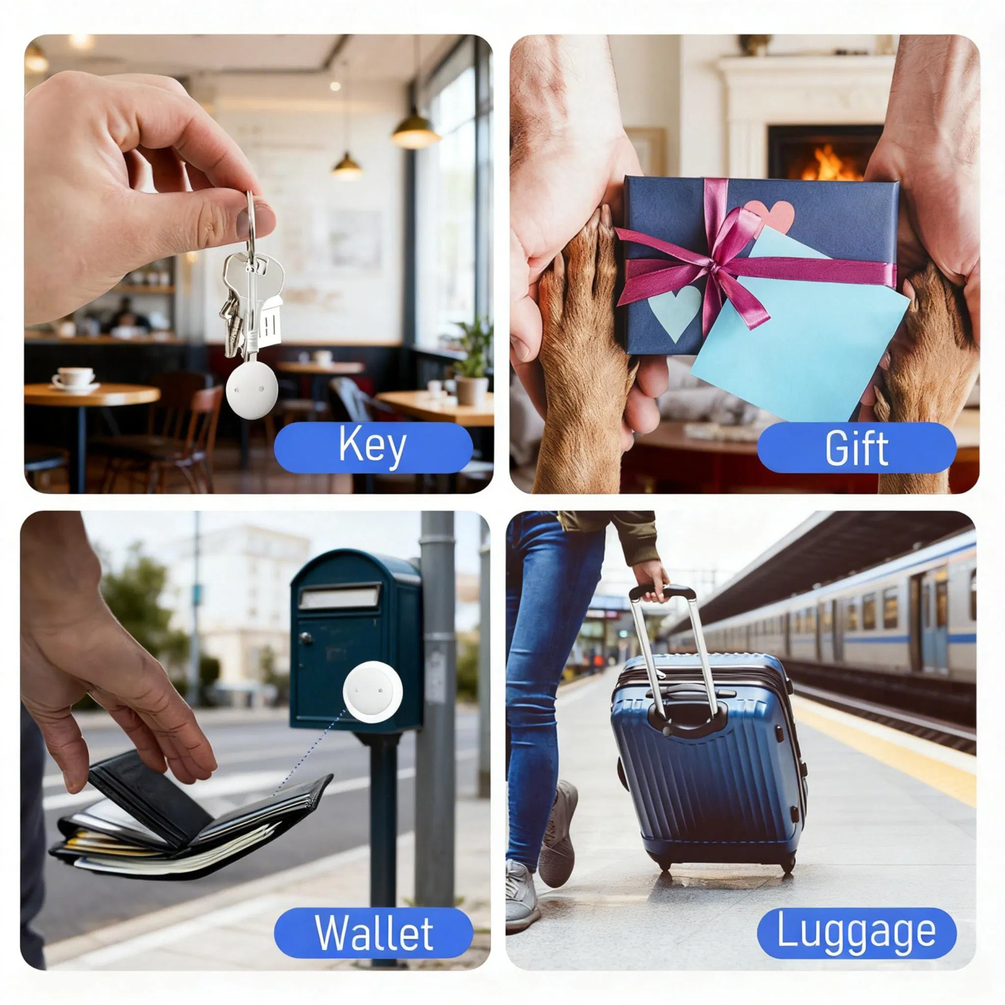 Bluetooth APP Itag Air Tag Tracking GPS Pet Collar Smart Tracker - Apple Find My, Waterproof, Thinner, Global Notifications &amp; Sound Alert