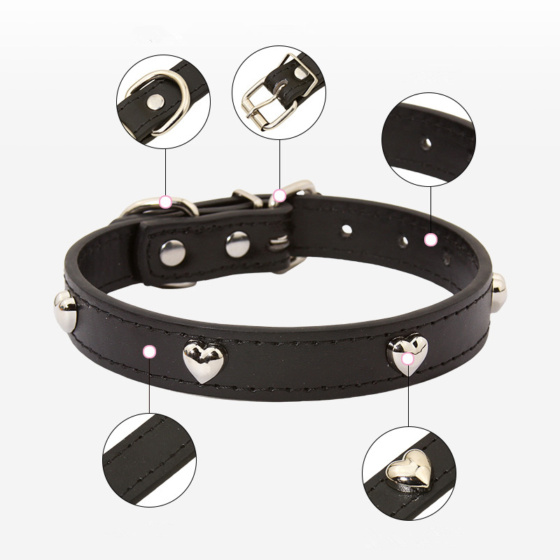 Hot New Pet Accessories Love Decoration PU Leather Adjustable Dog Collar