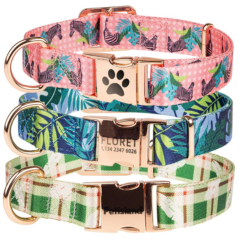 Pet Products Manufacturers Personalized Pet Collar Polyester Sublimation Dog Collar with Metal Buckle
