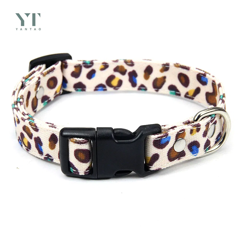 Pet Products Custom Logo Cotton Canvas Pet Collars with Nylon Webbing Dog Collar Dog Collar Safety Training Canvas Pet Collar