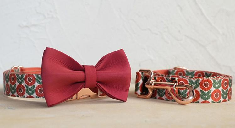 Quality Knitting Dog Outdoor Leash Bowknot Design Dog Grid Collar Nylon Pup Product Pet Leash