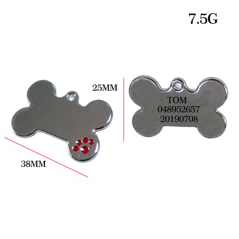 Custom Bone Shape Pet ID Tag Anti-Loss Collar Pendant for Cats Dogs