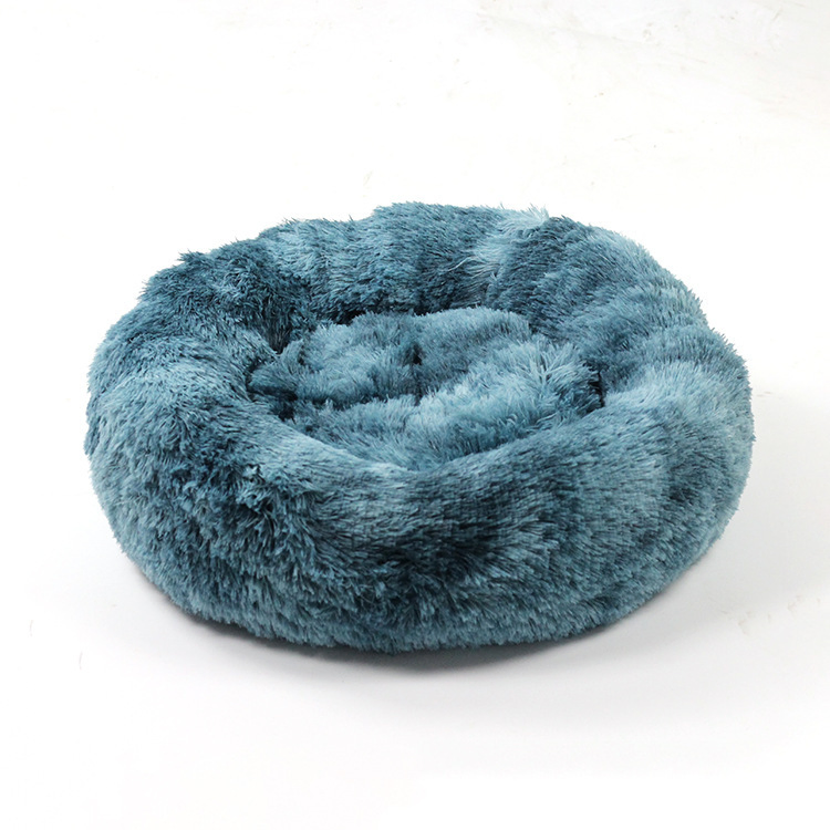 Faux Fur Comfortable Washable Soft Donut Pet Dog Cat Bed for Large Dog Warm Round Customized Calming Fluffy Plush Pet Dog Bed