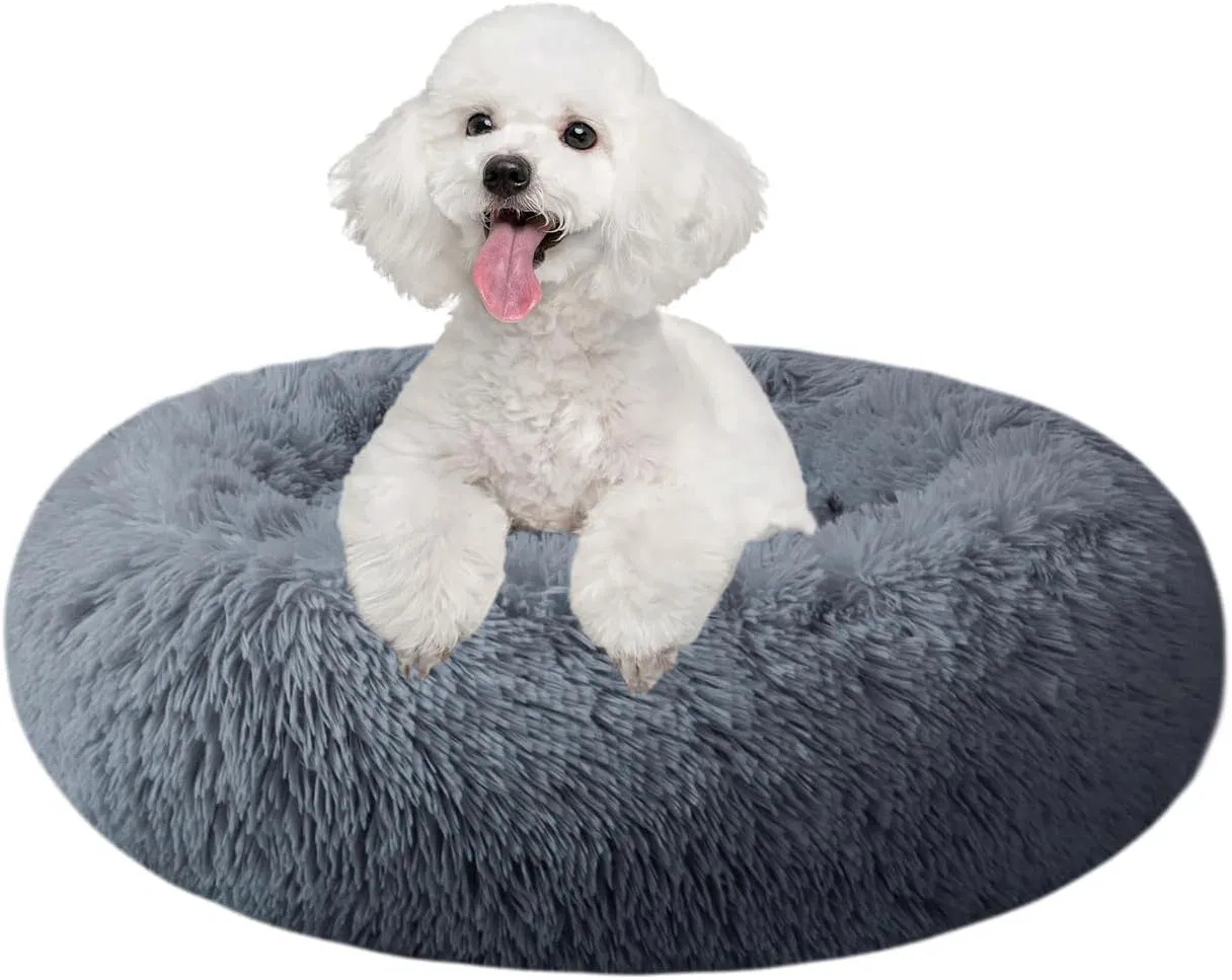 Dog Bed for Small Medium Large Dogs, 20 Inch Calming, Washable-Round Cozy Soft Pet Bed for Puppy and Kitten with Slip-Resistant Bottom