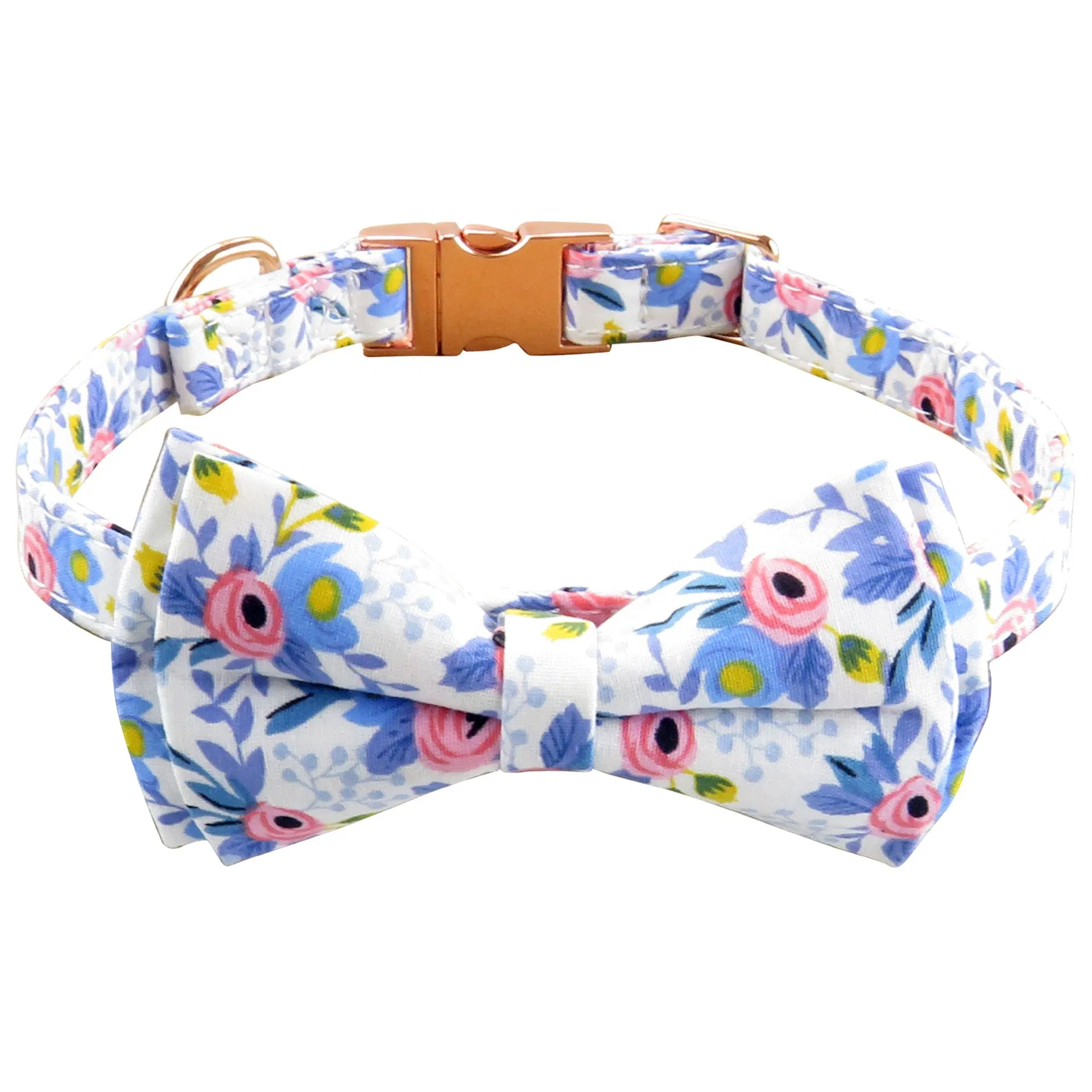 Pet Partner New Pet Collar Floral Dog Collar All Metal Rose Gold Buckle Bow Collar